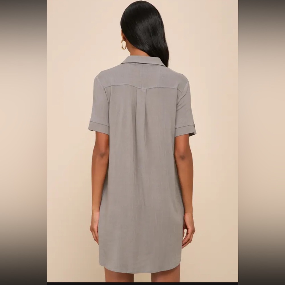 EUC/Like New - Lulus Oxford Comma Olive Green Shirt Dress - Size L - Picture 8 of 8